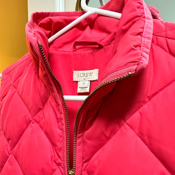 J Crew Vest Womens XS CORAL Down Feathers Puffer Quilted Full Zip Jacket - Picture 2 of 3